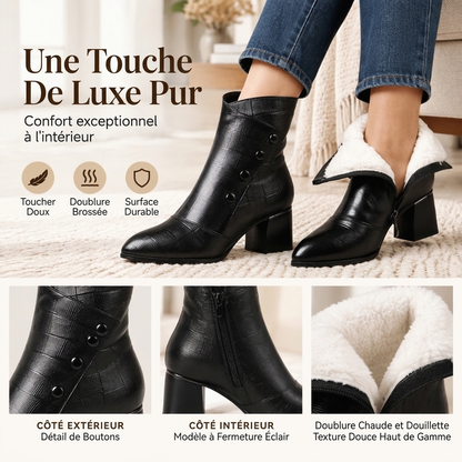Bottines en cuir PU souple pour femmes