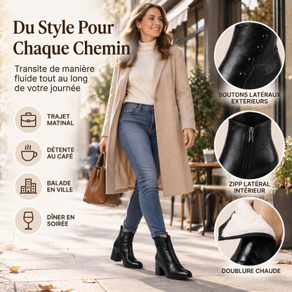 Bottines en cuir PU souple pour femmes
