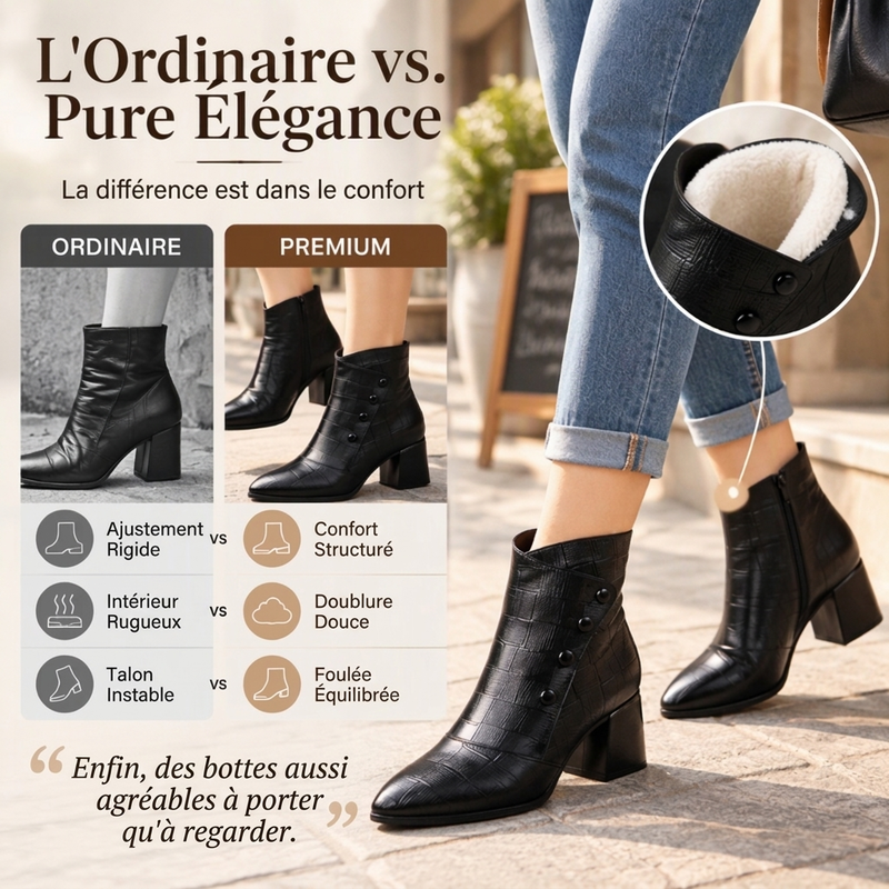 Bottines en cuir PU souple pour femmes