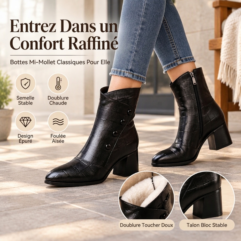Bottines en cuir PU souple pour femmes