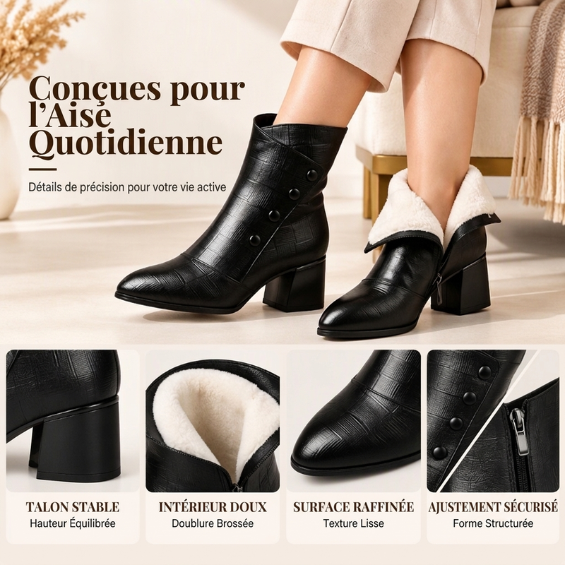 Bottines en cuir PU souple pour femmes