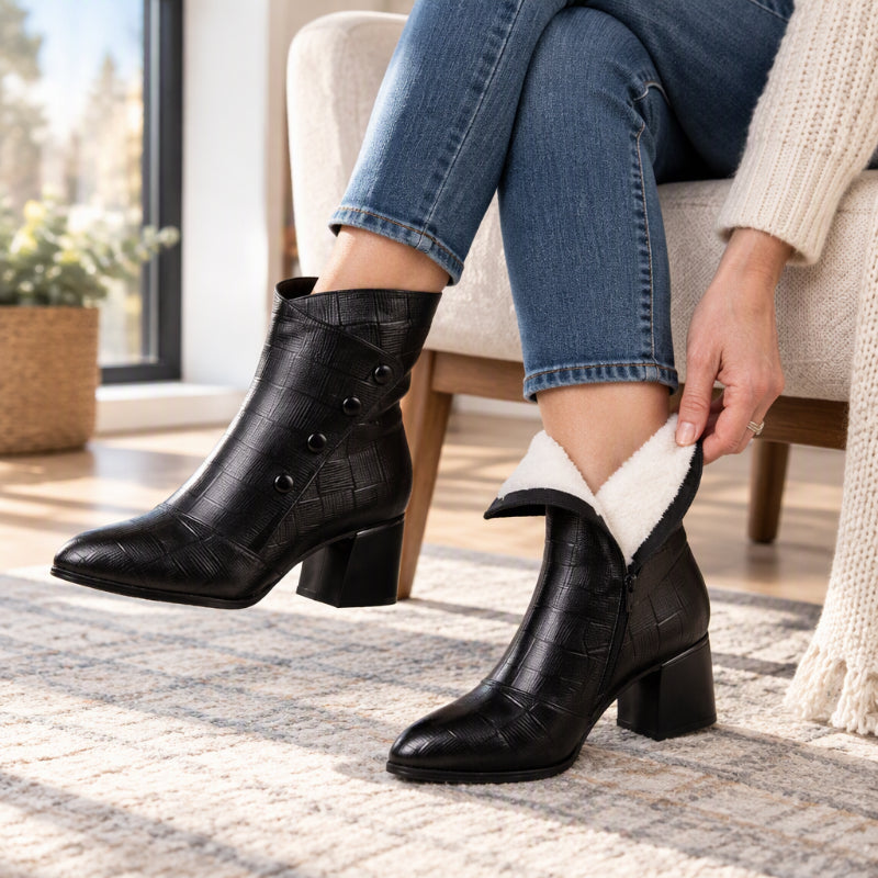 Bottines en cuir PU souple pour femmes