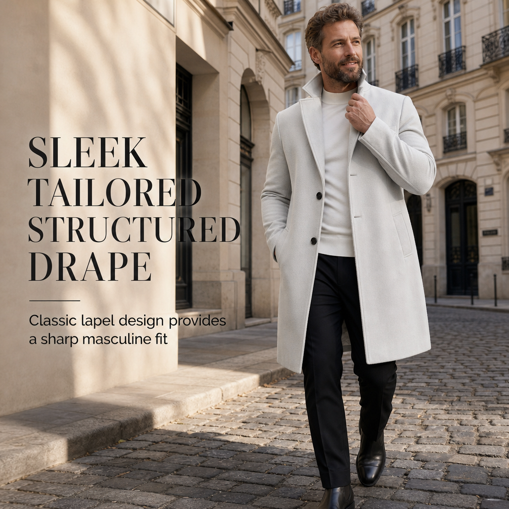 Trench-coat classique pour homme à boutonnage simple, coupe décontractée d'affaires, coupe-vent haut de gamme.