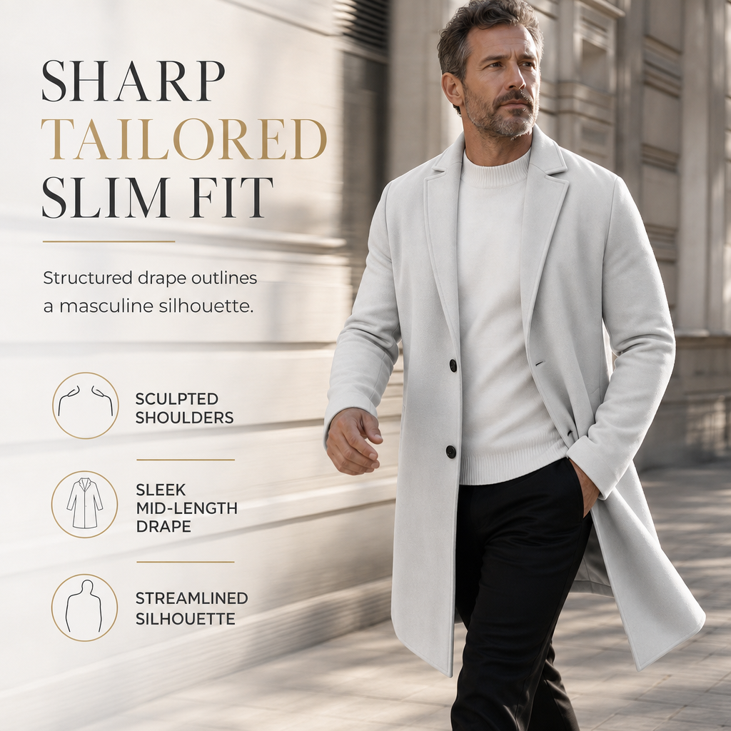 Trench-coat classique pour homme à boutonnage simple, coupe décontractée d'affaires, coupe-vent haut de gamme.