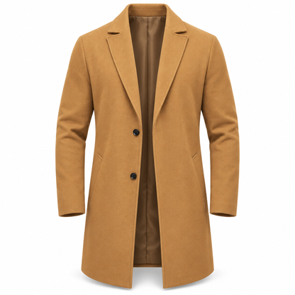Trench-coat classique pour homme à boutonnage simple, coupe décontractée d'affaires, coupe-vent haut de gamme.