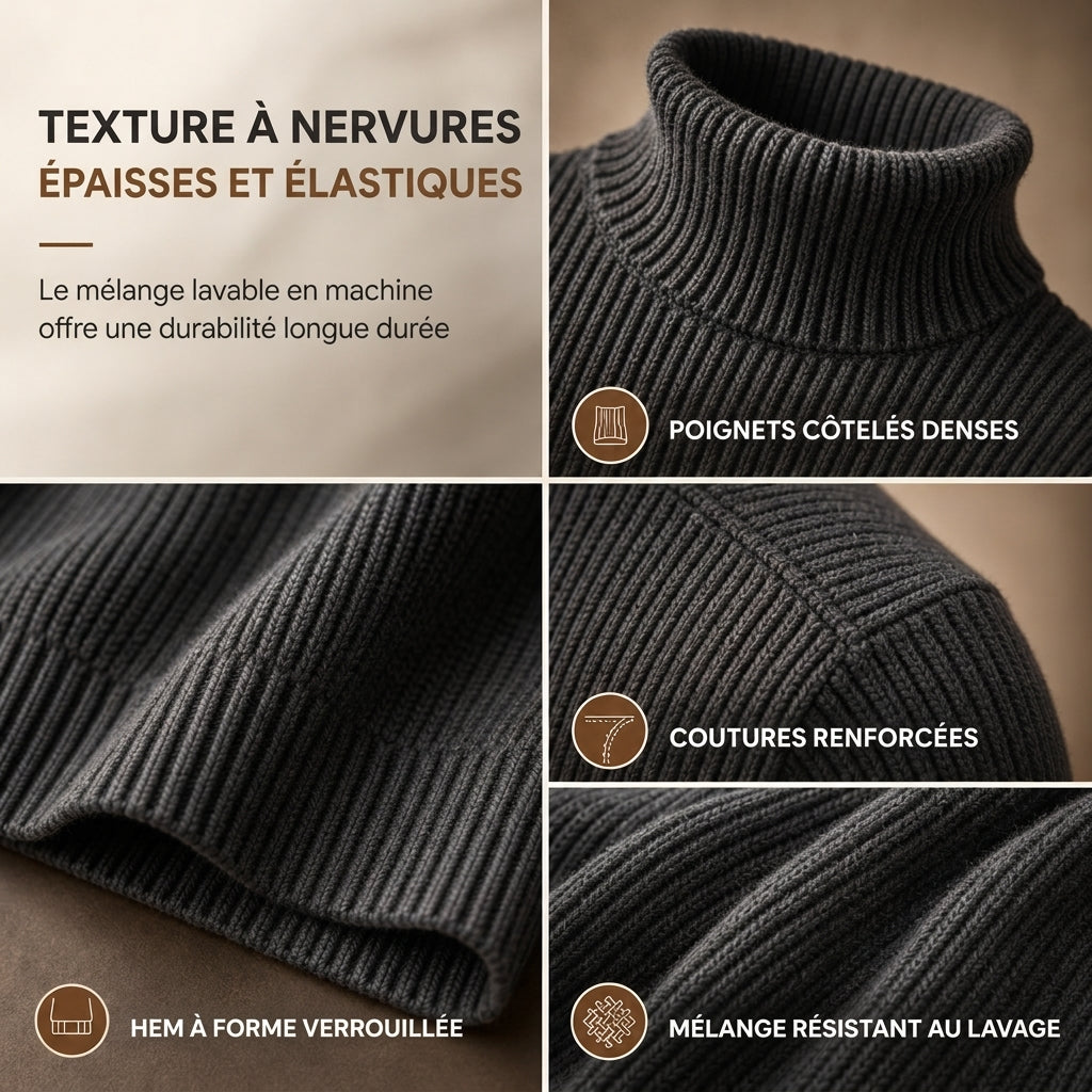 Pull col roulé en maille ajusté pour homme
