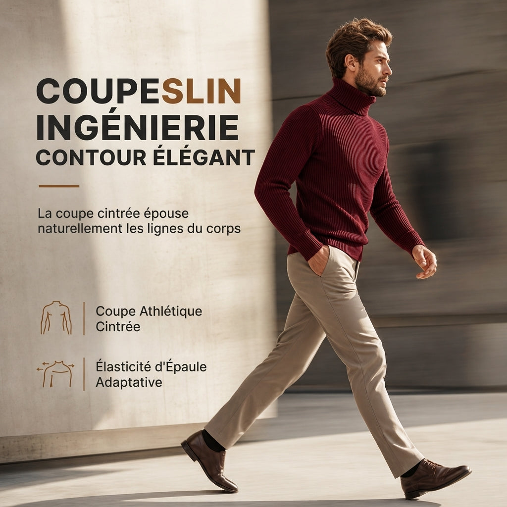 Pull col roulé en maille ajusté pour homme