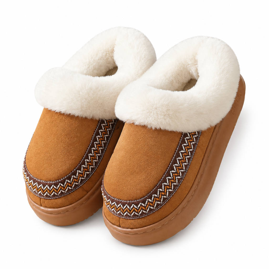 Pantoufles chaudes et épaisses pour femme, chaussures d'intérieur antidérapantes avec bordure en dentelle