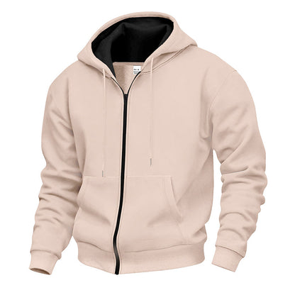 Pull à capuche zippé intégral pour homme, doublure chaude