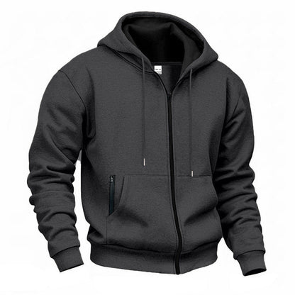 Pull à capuche zippé intégral pour homme, doublure chaude
