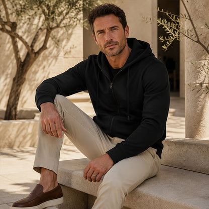 Pull à capuche zippé intégral pour homme, doublure chaude