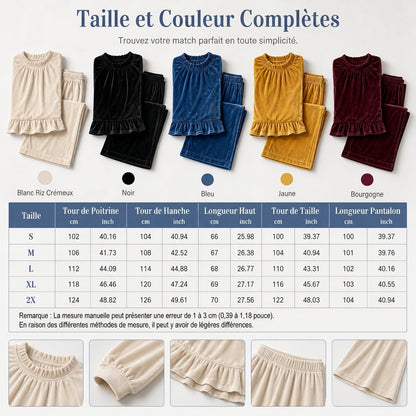Ensemble deux pièces décontracté pour femmes : haut à manches longues et pantalon large, tenue de bureau pour automne-hiver