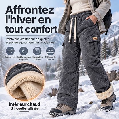 ✨ Pantalon cargo pour femme en velours côtelé avec doublure pelucheuse : facile à porter au quotidien 👖