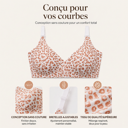 Soutien-gorge push-up sans armure à imprimé léopard pour femmes