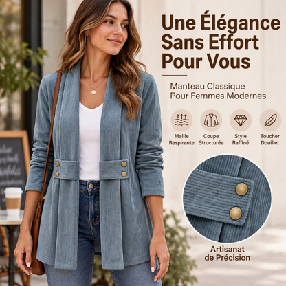 ✨ Veste en velours côtelé pour femme, ouverte sur le devant : facile à porter au quotidien 🧥
