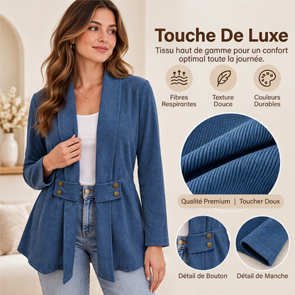 ✨ Veste en velours côtelé pour femme, ouverte sur le devant : facile à porter au quotidien 🧥