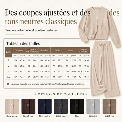 Ensemble décontracté pour femme composé d'un cardigan en maille et d'un pantalon large