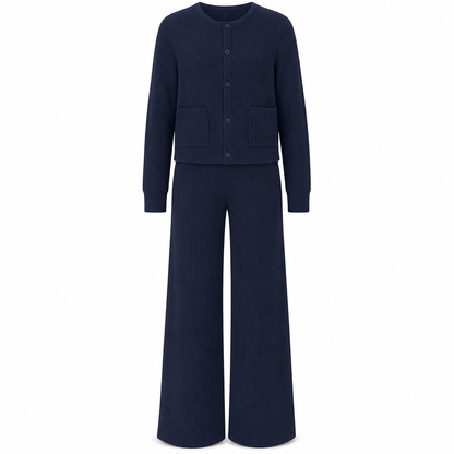 Ensemble décontracté pour femme composé d'un cardigan en maille et d'un pantalon large