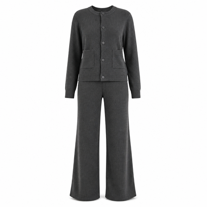 Ensemble décontracté pour femme composé d'un cardigan en maille et d'un pantalon large