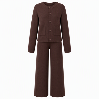 Ensemble décontracté pour femme composé d'un cardigan en maille et d'un pantalon large
