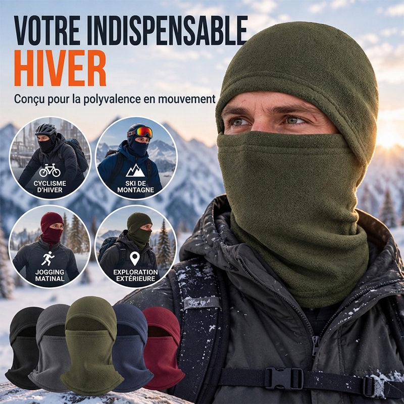 Cagoule de cyclisme thermique et coupe-vent pour l'hiver