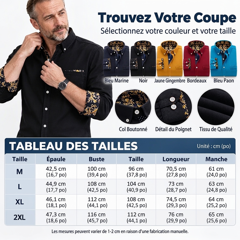 Chemise chaude classique en velours côtelé pour hommes