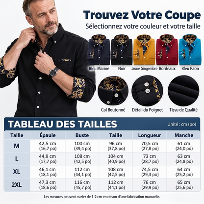 Chemise chaude classique en velours côtelé pour hommes