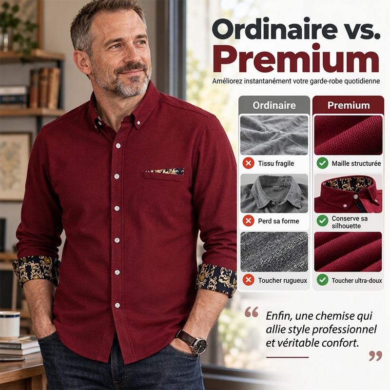 Chemise chaude classique en velours côtelé pour hommes