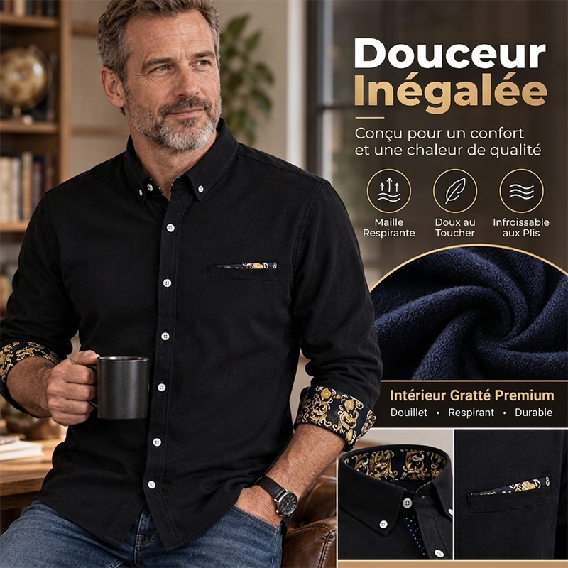 Chemise chaude classique en velours côtelé pour hommes