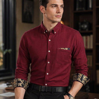 Chemise chaude classique en velours côtelé pour hommes