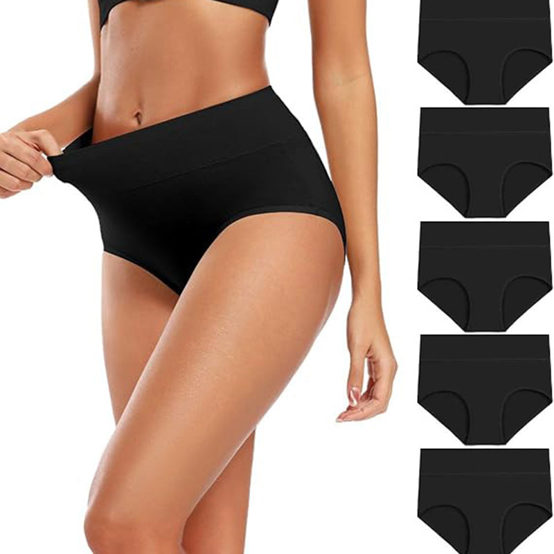 🌸 Lot de 5 culottes femme Bekväma à taille haute – Gainantes et respirantes