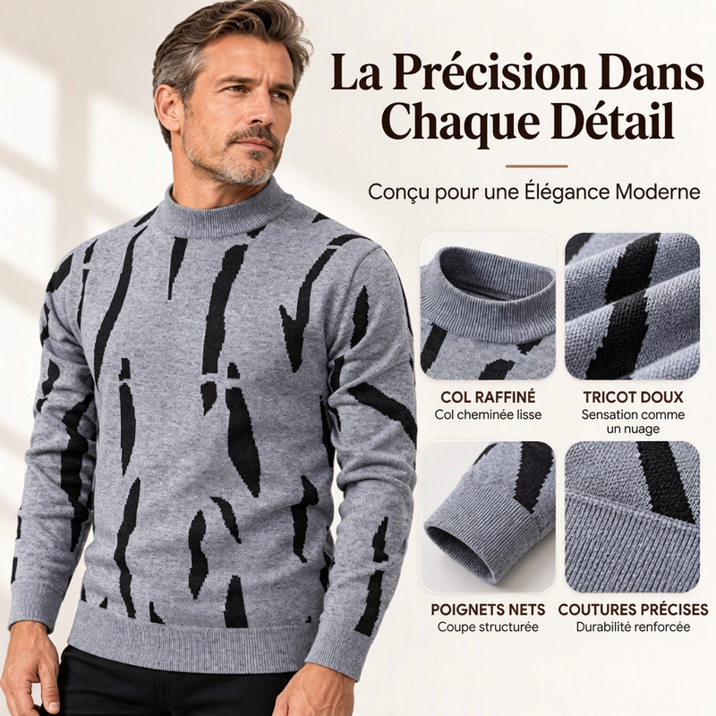 Pull roulé slim casual pour homme