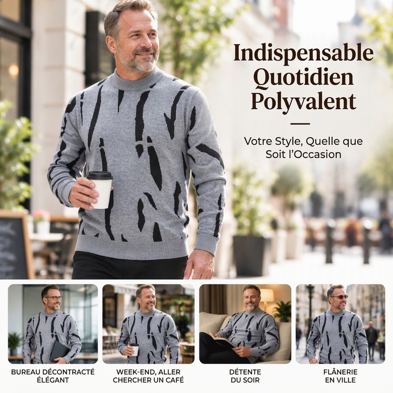 Pull roulé slim casual pour homme