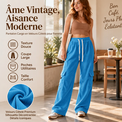 Pantalons cargo en velours côtelé rétro décontractés pour femmes