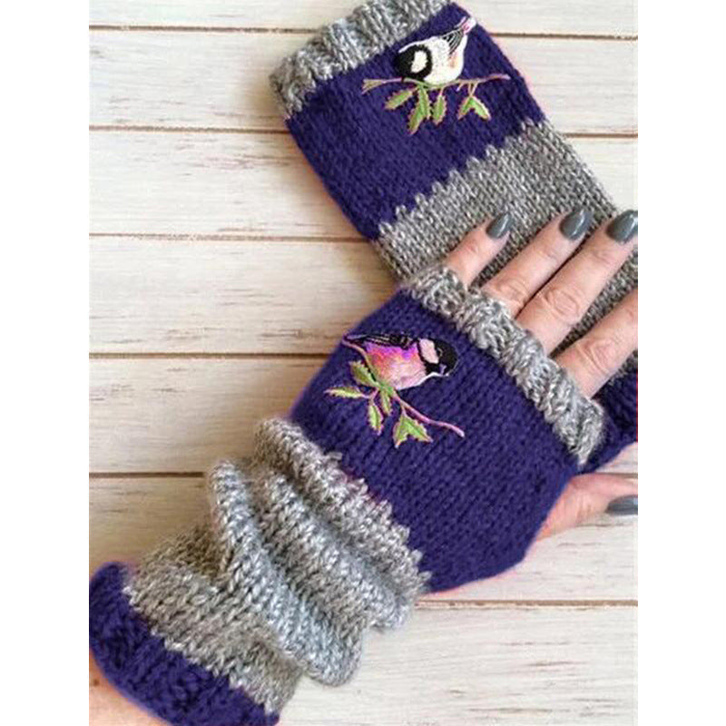 Gants tricotés demi-doigts chauds d'hiver
