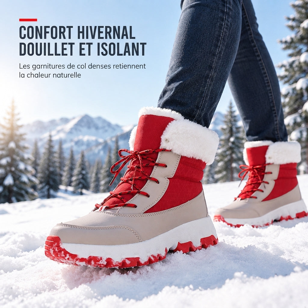 Bottes de neige d'hiver pour femmes, bottes mi-mollet épaissies pour voyages en extérieur, grandes tailles