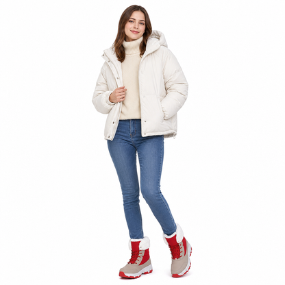 Bottes de neige d'hiver pour femmes, bottes mi-mollet épaissies pour voyages en extérieur, grandes tailles