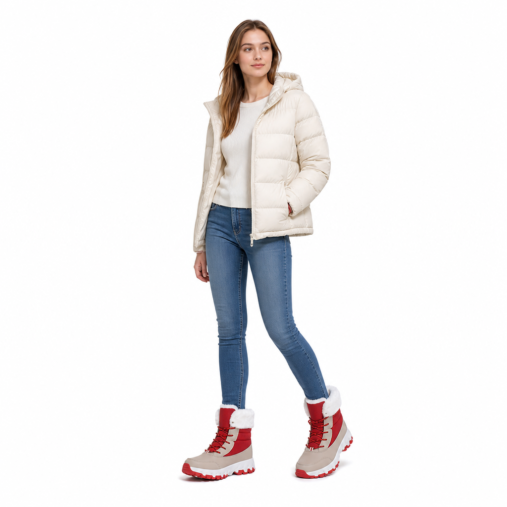 Bottes de neige d'hiver pour femmes, bottes mi-mollet épaissies pour voyages en extérieur, grandes tailles