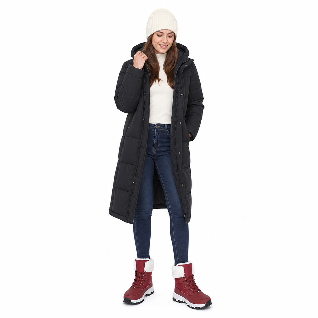 Bottes de neige d'hiver pour femmes, bottes mi-mollet épaissies pour voyages en extérieur, grandes tailles