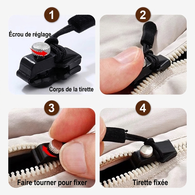 Kit universel de réparation de fermeture éclair