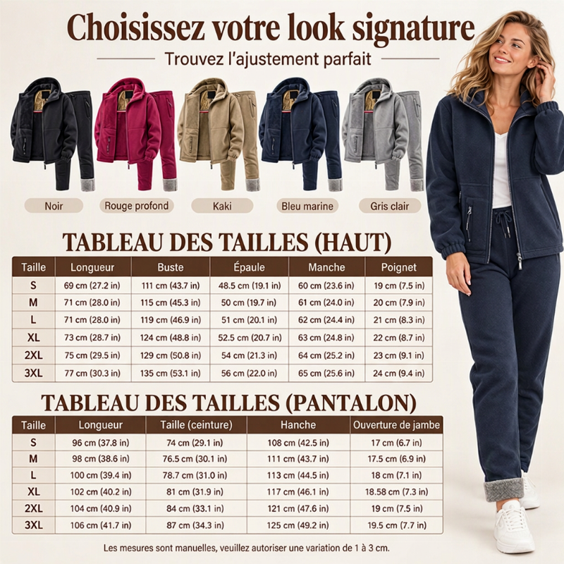 Ensemble veste et pantalon thermiques décontractés unisexe