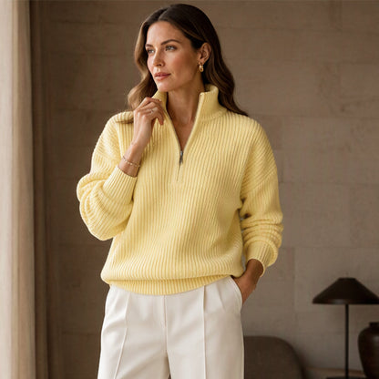 💝Pull en maille col montant demi-zip pour femme