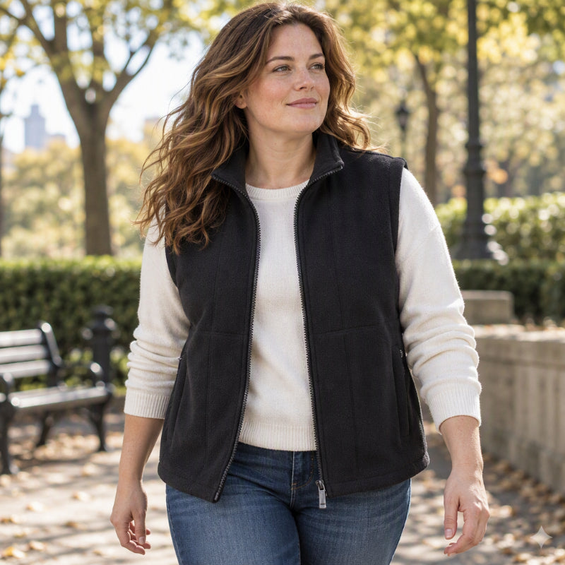 Gilet Femme Chaud en Maille Brossée Col Montant