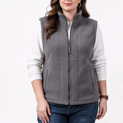 Gilet Femme Chaud en Maille Brossée Col Montant