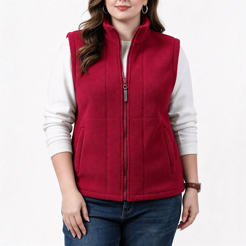 Gilet Femme Chaud en Maille Brossée Col Montant