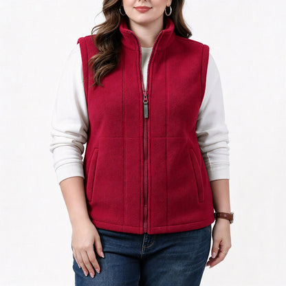 Gilet Femme Chaud en Maille Brossée Col Montant