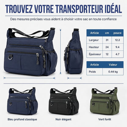Sac bandoulière grande capacité pour homme, sac à bandoulière décontracté pour affaires à plusieurs poches et durable