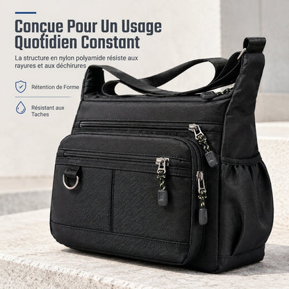 Sac bandoulière grande capacité pour homme, sac à bandoulière décontracté pour affaires à plusieurs poches et durable