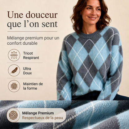⏰ Dernier jour de soldes – -50% de réduction ✨Pull en maille confortable pour femme avec motif losange rétro