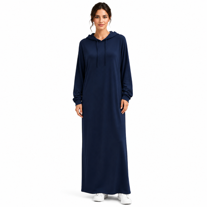 Robe à capuche décontractée unie pour femme